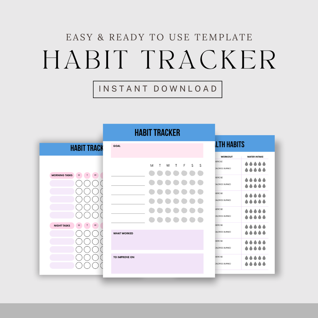 Minimalist Habit Tracker – Digital Download to Build Better Routines with PLR