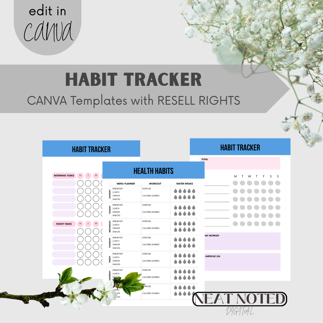 Minimalist Habit Tracker – Digital Download to Build Better Routines with PLR